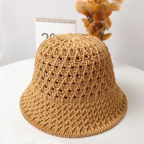 New Korean version knit hollow air permeable sun basin cap small bucket cap female spring and summer small edge fisherman cap