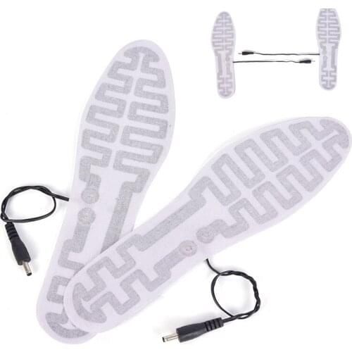 One Pair USB Heated Insoles For Women Men Winter Foot Warmer Carbon Fiber Heating Element For Shoes Waterproof Heating Film