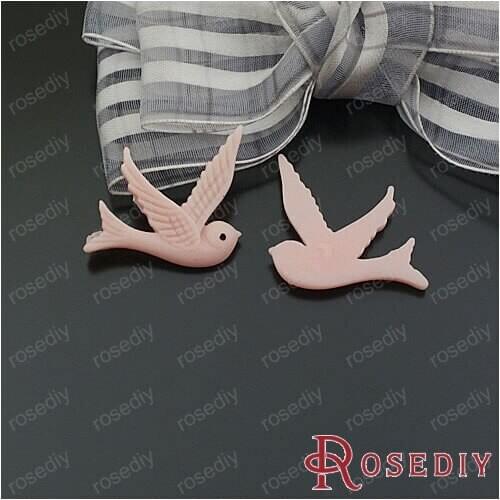 Wholesale 25mm Light Pink Swallow Bird Resin Paste Beads Diy Jewelry Findings Accessories 20 pieces(JM5930)