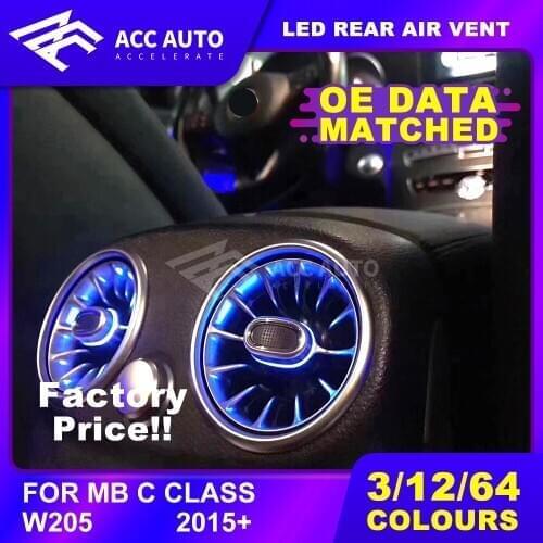 Rear-seat LED turbine air vent For Mercede C /E/ GLC class w205 w213 x253 LED air vent lamp synchronized with ambient light