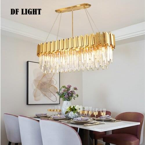 Modern minimalist luxury crystal LED ceiling lamp golden rectangular living room crystal lamp bedroom hotel crystal ceiling lamp