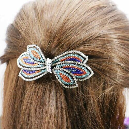 42*92mm Wedding Headdress Butterfly Bowknot Bows Inlaid Rhinestone Headband Head Bands Headpiece Crystal Accessory Ornaments