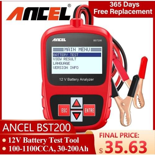 ANCEL BST200 Car Battery Tester 12V Battery Tester 1100CCA Battery Analyzer Automotive Scanner Tool Multi Languages Tester