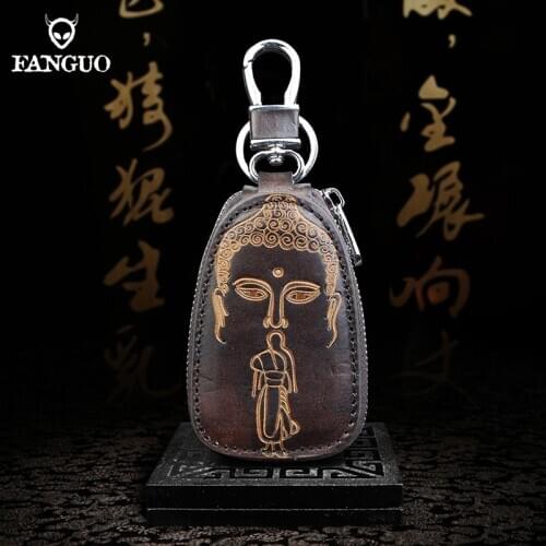 Universal Car Key Holder Bag Genuine Leather Mini Key Housekeeper Wallets Organizer Keychain Covers Zipper Key Case Bags Purse