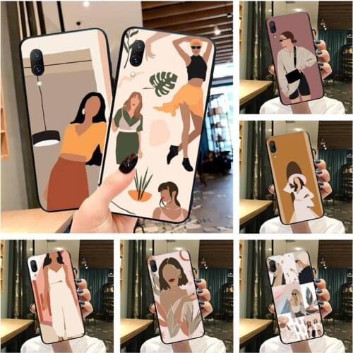 Vintage girl minimalist art Phone Case For Vivo Y91c Y17 Y51 Y67 Y55 Y7s Y81 Y19 Y97 Y93 V17 vivos5
