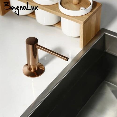 Built In Solid Brass Soap Dispenser Design Easy Installation - Well Built Brushed Rose Gold