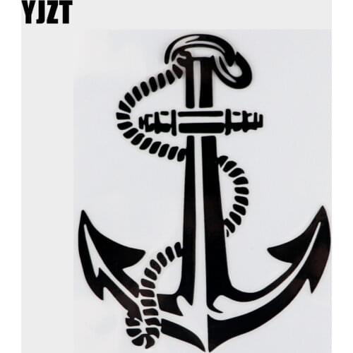 YJZT 12CM*15.2CM Ship Boat Anchor Rope Delicate Seaman Travel Vinly Decal Nice Car Sticker Black/Silver C27-0594