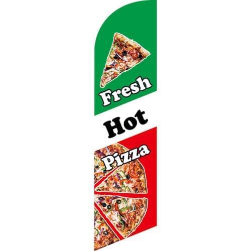 Factory Direct Sale Custom Pizza Outdoor Feather Flag 110g Knitted Polyester 280cm 340cm 460cm Feather Flag Single Sided