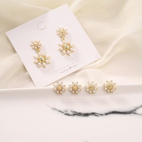 2020 New style 40pcs/lot beads decoration cartoon flowers shape fashion women stud earrings diy jewelry earring accessory