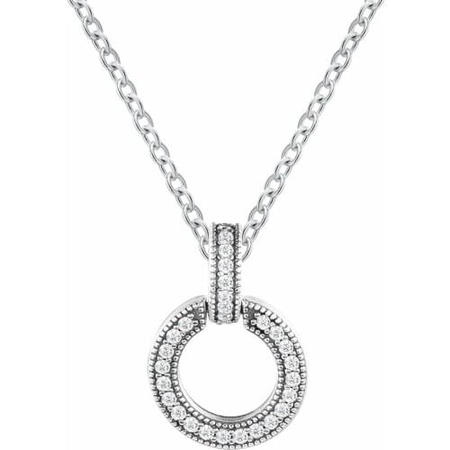 2021 New 925 Sterling Silver Double Circle Pendant & Necklace for Women Original Jewelry Gift Collares Bijoux Femme