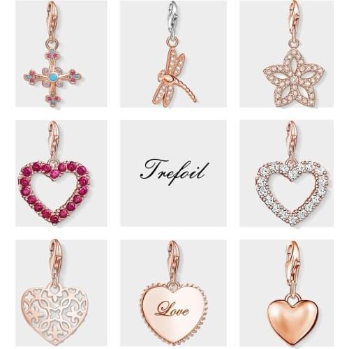 Victorian Cross Charms Pendant,Fashion Jewelry 925 Sterling Silver Ethnic Gift For Women Girls Fit Bracelet Necklace Bag 2019