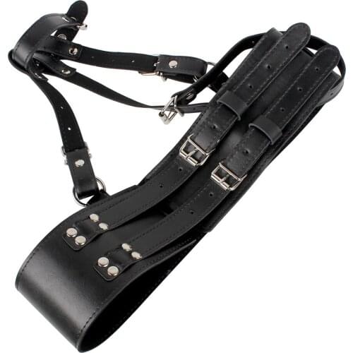 PU Leather Magic Wand Holder Forced Orgasm Belt SM Bondage Chastity Sex Toys for Women Female Masturbator Harness Strap