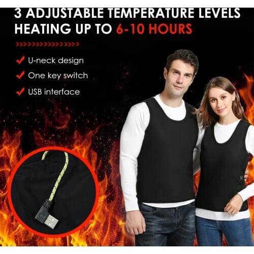 3 Adjustable Woman Men Smart Heating Vest Heating Film Electric Heating Clothes Winter Warm USB Electric Heated Vest Jacket