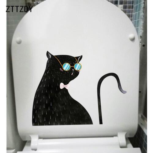ZTTZDY 21.8*17.1CM Cool Cat Wall Sticker Toilet Sticker Living Room Decoration T3-0028