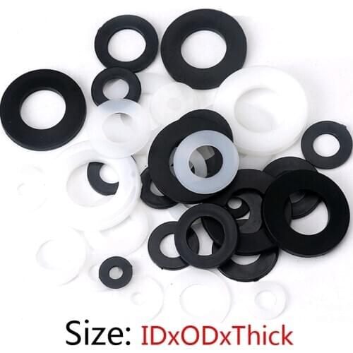 100pcs M1.5 M2 M2.5 M3 M4 M5 M6 M8 M10 M12 White Black Plastic Nylon Flat Washer Plane Spacer Insulation Gasket Ring For Screw