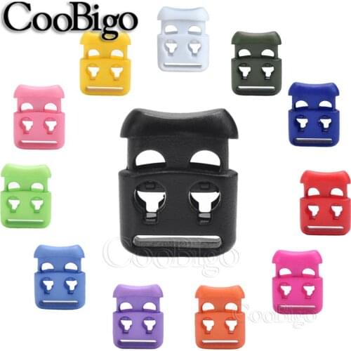 Toggle Clamp Cord Lock Stopper Clip Spring 4 Hole Square Sport Outdoor Tools Shoelace Buckle Garment Part Plastic Colorful 12pcs