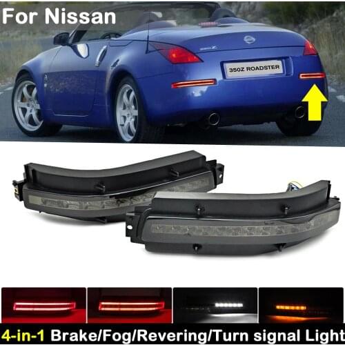 2Pcs For Nissan 350Z Z33 2003-2009 4-In-1 LED Red Brake Light Rear Fog Lamp Backup Revering Light Turn Signal Lights
