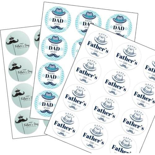 24/48pcs Fathers Day Best Dad Ever Super DAD Stickers Party Gift Tag Labels DIY Decoration Stickers Supplies 4.5cm