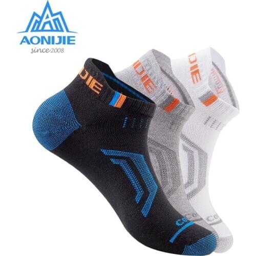 AONIJIE 3 Pairs Socks Low Show Compression Sock Breathable Quick Drying For Outdoor Marathon Camping Hiking Trail Running E4101