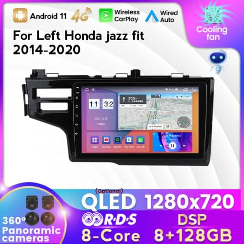 MEKEDE 2 DIN 6+128G Android 11 Car Radio Multimedia Player for Honda Jazz 3 Fit 3 2013-2020 GPS Navigation Built In Carplay Auto