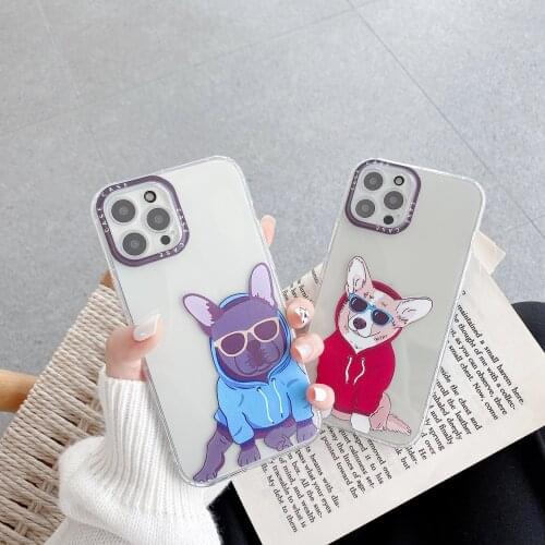 Soft silicone phone case For oppo A3s A53 A52 A9 A5S A31 F9 A1k Reno5 Transparent cartoon puppy protective cover