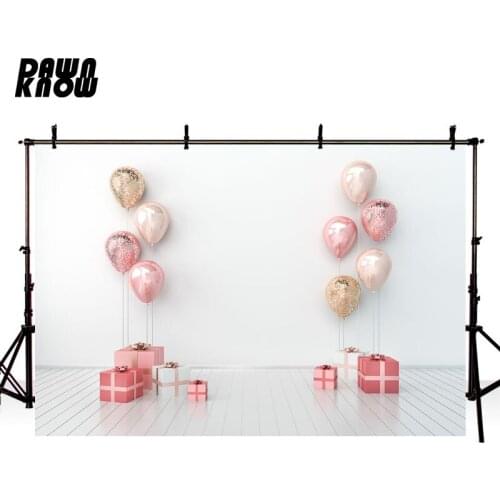 DAWNKNOW Pink Balloon Photography Background Photocall Baby Happy Birthday Party Backdrop Children Photo Shoot Customize lv2820