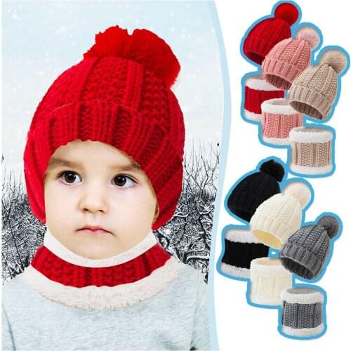 Kid Hat Newborn Baby Beanie For Boys Girls Cap Cotton Knitted Winter Warm Hats+Scarf Winter Cap Casual New High Quality 2020