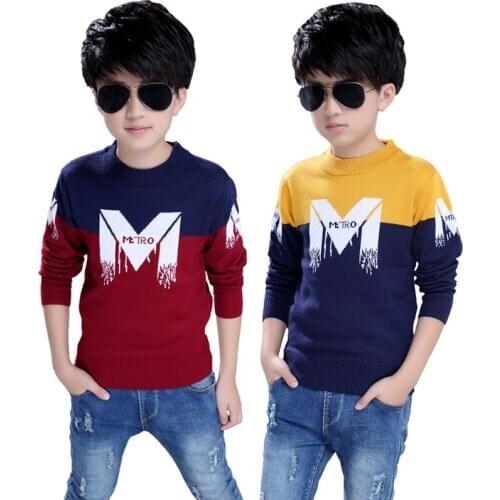 Childrens Sweater Winter New Cotton Clothing Hedging Round Collar Sweater Boys Sweater Childrens Clothing Boys Girls Clothes