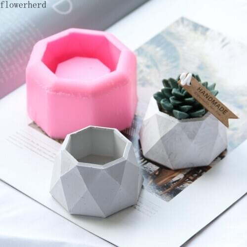 DIY Succulent Flowerpot Mold Diamond-shaped Handmade Aromatherapy Gypsum Candle Cup Silicone Mold Candle Making Kit Resin Mold