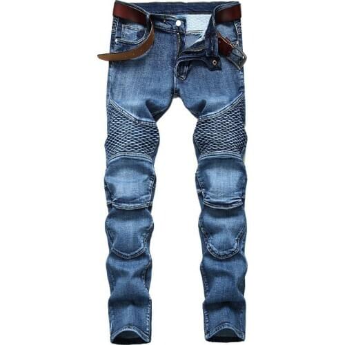 Denim Designer MOTO BIKE Straight Jeans For MenS Size 28-38 40 42 2021 Autumn Spring HIP HOP Punk Rock Streetwear Trouers