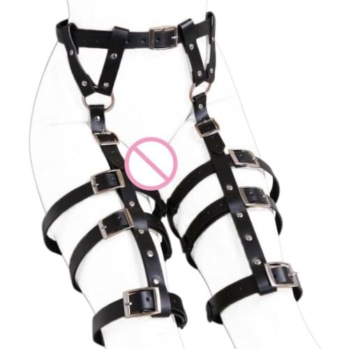 Exotic Accessories of Slave Leather Bondage Harness Straps with Leg Suspenders Strap Garter for Women Fetish Bdsm Flirt Sex Toys