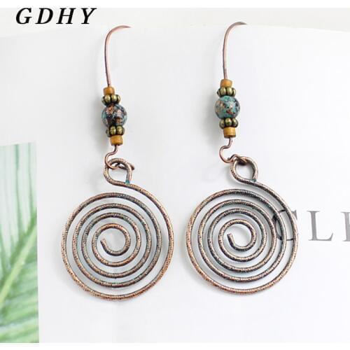 GDHY Newest metal Spiral Round Drop earrings long Round Spiral Drop earrings Snail Swirl Ear Ring Simple Jewelry Aretes Brincos