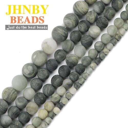 JHNBY Matte Smaragdite Taramite Natural Stone 4/6/8/10MM Round Loose beads for Jewelry making DIY bracelet necklace accessories
