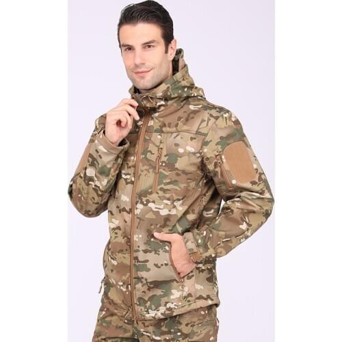 Soft Shell Camo Military Tactical Fleece Jacket Men Winter Waterproof Windproof Warm Coat Outdoor Riding Hiking Sports Jackets