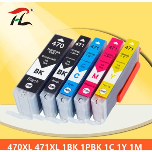YLC 5pcs PGI470 CLI471 PGI-470 CLI-471 Compatible Cartridge For Canon PIXMA TS5040 MG5740 MG6840 TS6040 printer