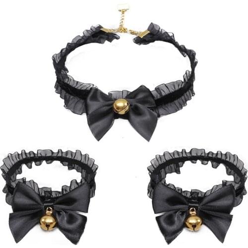 Lolita Black Choker for Women Teen Girls White Gothic Kawaii Anime Cosplay Accessories Japanese Cute Cat Lace Bow Necklaces
