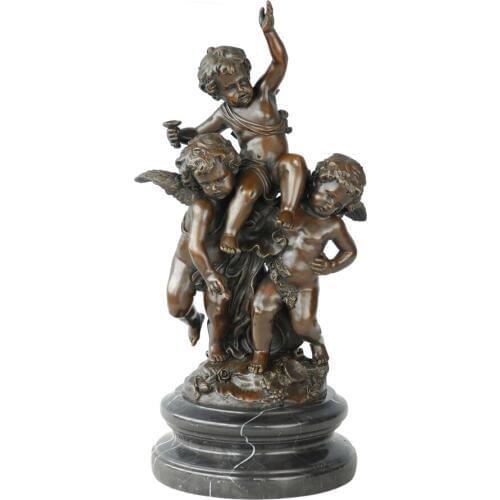 Little Angels Friendship Statue Figurine Bronze Cherubs Sculpture Antique Figurine Art Boy Birthday Present Children Room Decor
