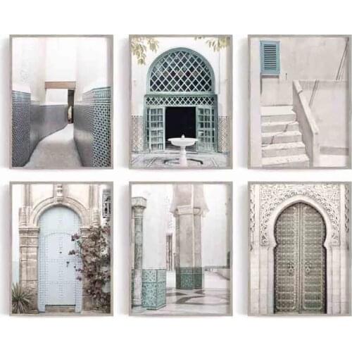 Minimalism Morocco Door Travel Landscape Poster and Print Architecture Wall Art On Canvas Painting Living Room Home Decor