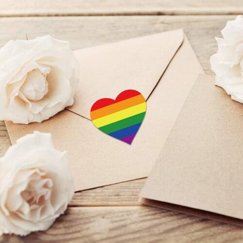 Fashion Striped Heart Shaped Sticker Rainbow Heart Ribbon Sticker Small Fresh Cute Multi-purpose Stickers for Decoration