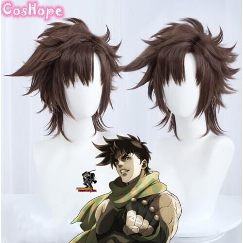 Joseph Joestar Cosplay Jojo Bizarre Adventure Cosplay Men Short Brown Wig Cosplay Anime Cosplay Heat Resistant Synthetic Wigs