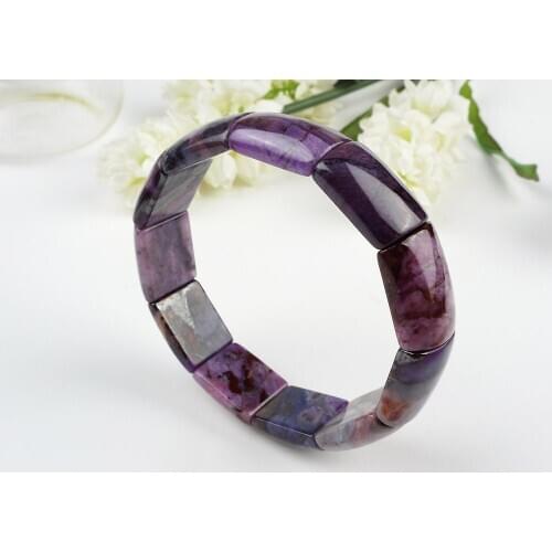 Genuine Purple Natural Sugilite Stone Retangle Beads Fashion Jewelry Stretch Bangle Bracelets For Women Just One