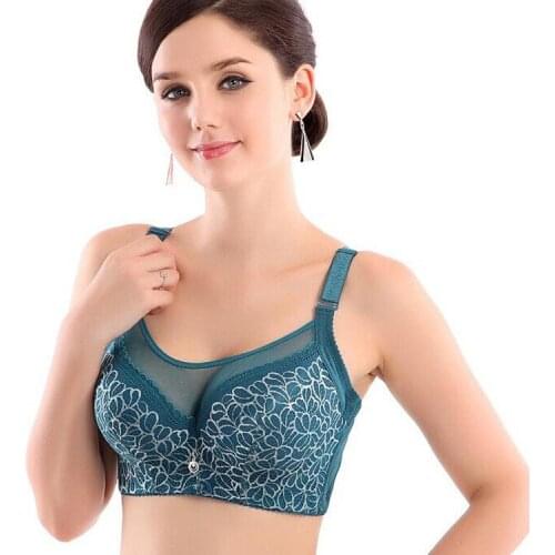 New Women Sexy Lace Push Up Bra Ladies Big Size 3/4 Cup Women Black Bralette Deep V Bras Underwear Large Cup Bra Underwear