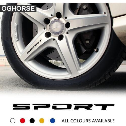 4pcs Racing Sport Alloy Rims Wheel Decal Sticker Graphic For Mercedes Benz A C E CLA class amg w204 w205 w212 c63 Accessories