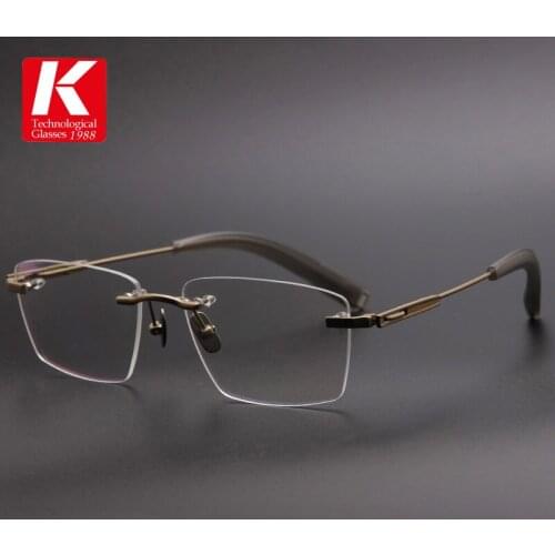Men IP Titanium Rimless Glasses Frame Ultralight Women Myopia Optical Prescription Square Eyeglasses Luxury Brand Korean Eyewear