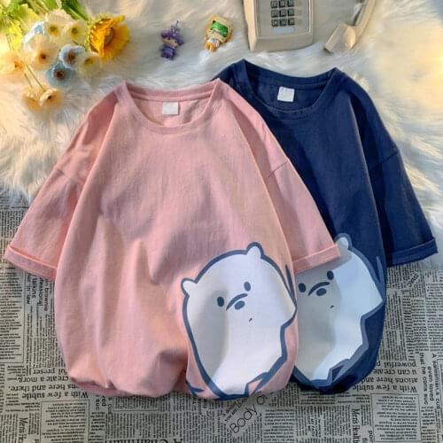 Couple Short Sleeve T-shirt Female Summer Cartoon Pattern Printed All-Matching T Shirt Casual Loose Womens Clothes