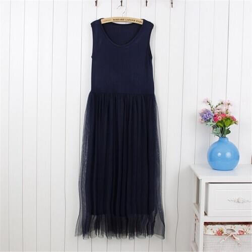 Sexy nightware Spring and summer Korean Sleepwear mesh stitching modal vest long skirt high waist bottoming dress pijama 2020
