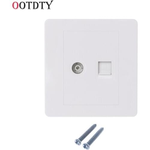 OOTDTY RJ45 Network Adapter+TV Antenna Coaxial Wall Mount Output Faceplate Panel Socket