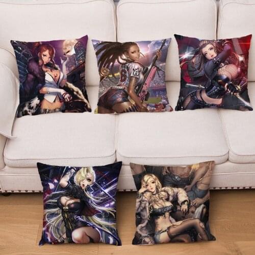 Cute Cartoon Sexy Girl Print Pillow Short Plush Cover Cushion Cover Throw Pillows Cases Sofa Home Decor Pillowcase 45x45cm