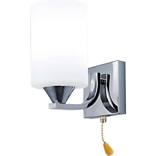 Modern Glass Led Light Wall Sconce Lamp Lighting Fixture Indoor Bedroom Decor,Single Head With Switch White