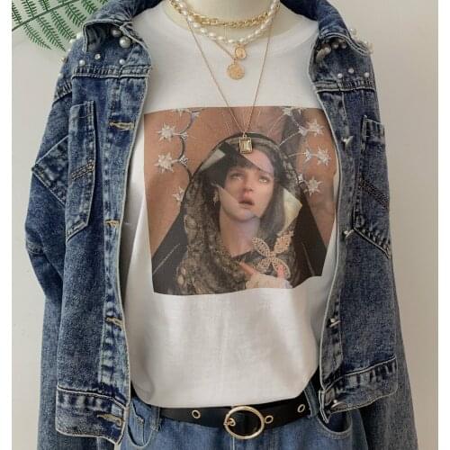 Sunfiz HJN Pulp Fiction Statue Tshirt Unisex Hipster Graphic Tee Casual White Tee